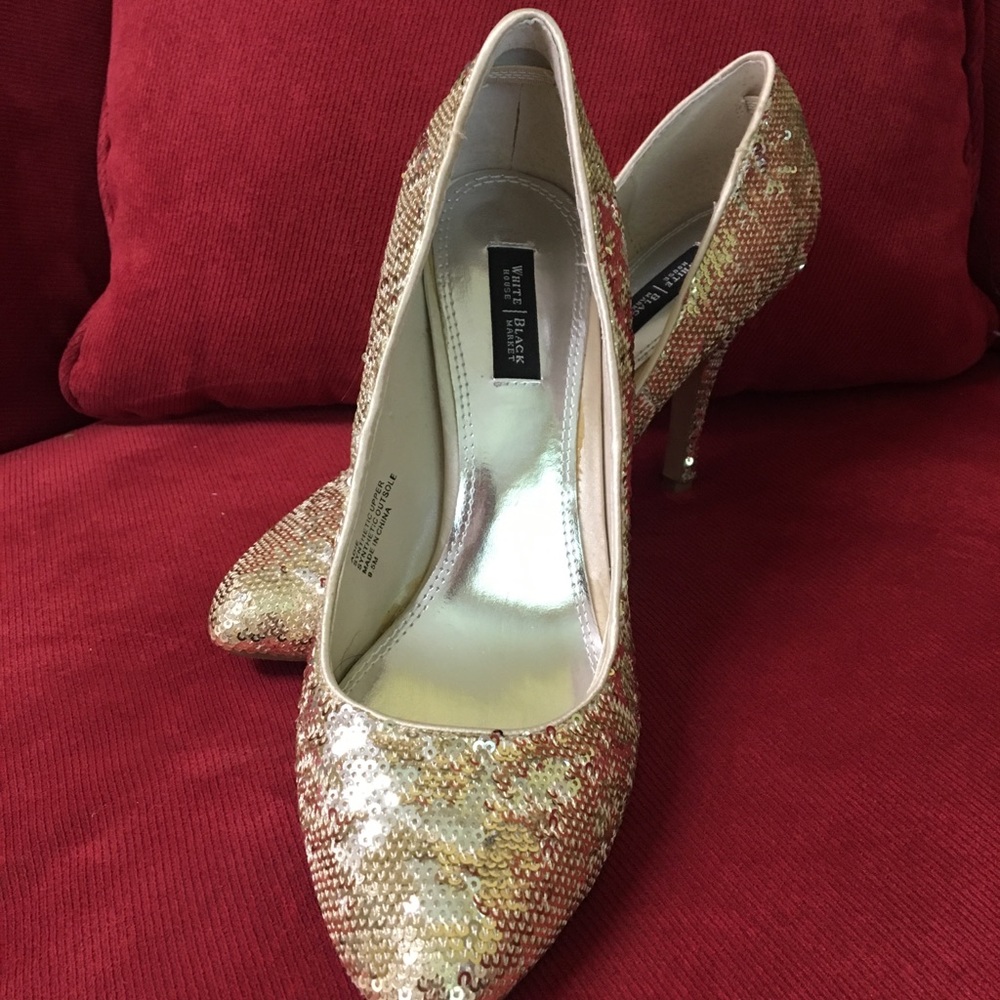 White House Black Market Gold Heels